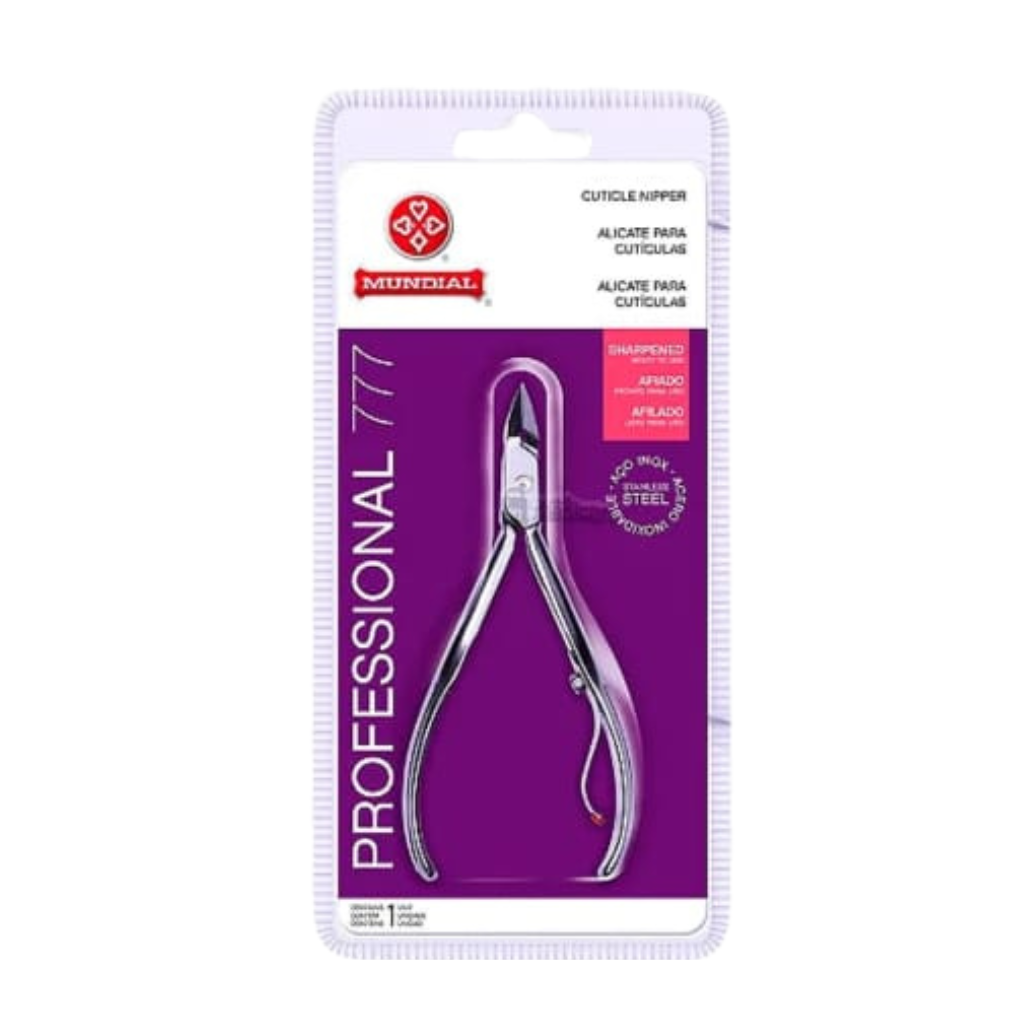 Alicate Mundial 777 Profissional em aço inox, indicado para manicures e salões de beleza.