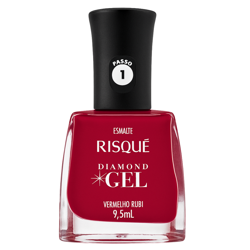 Esmalte Risqué Diamond Efeito Gel Vermelho Rubi 9,5ml